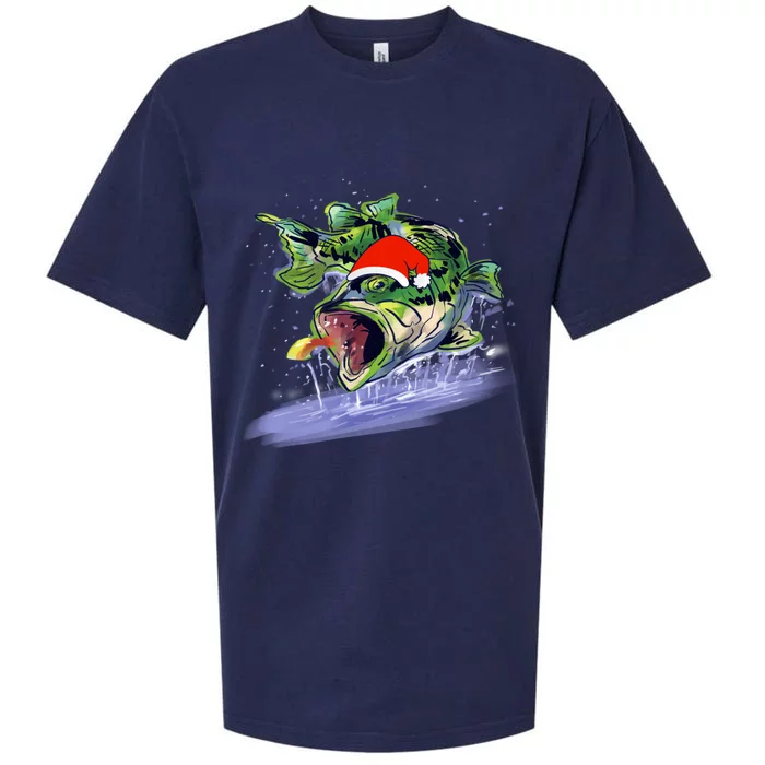 Largemouth Bass Fishing Merry Fishmas Gift Sueded Cloud Jersey T-Shirt