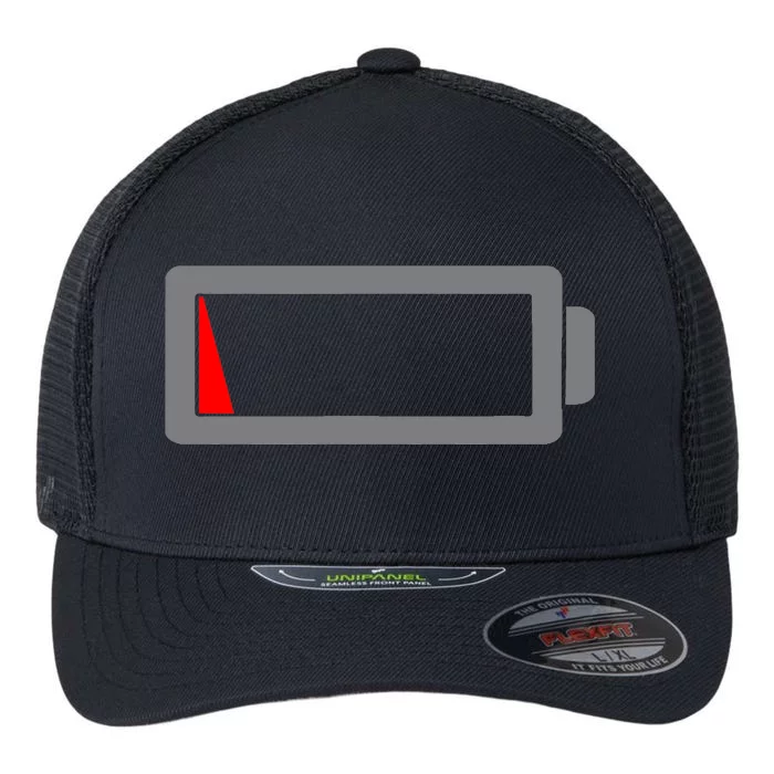 Low Battery Funny Humor Low Energy Sarcasm Design Flexfit Unipanel Trucker Cap