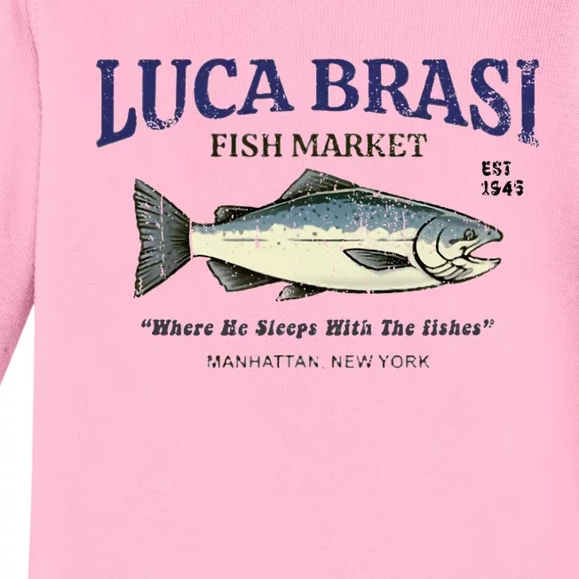 Luca Brasi Fish Market The Godfather Est 1945 Fishing Baby Long Sleeve Bodysuit