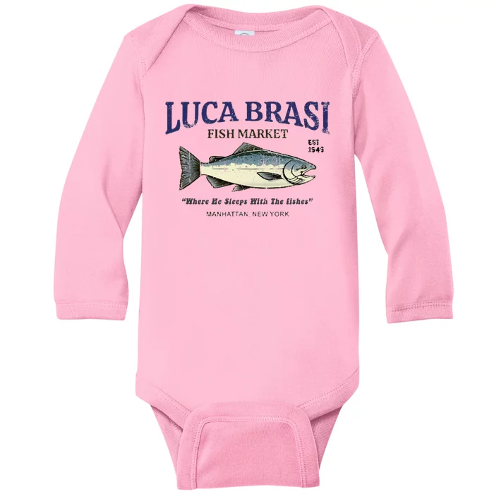 Luca Brasi Fish Market The Godfather Est 1945 Fishing Baby Long Sleeve Bodysuit