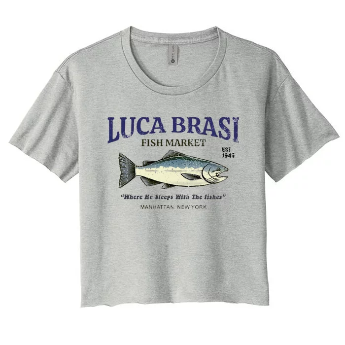 Luca Brasi Fish Market The Godfather Est 1945 Fishing Women's Crop Top Tee