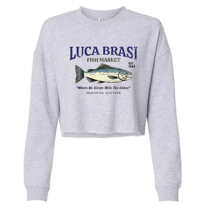 Luca Brasi Fish Market The Godfather Est 1945 Fishing Cropped Pullover Crew