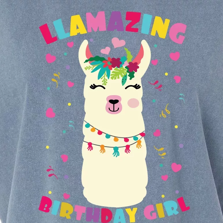 Llamazing Birthday Girl Cute Llama Alpaca Garment-Dyed Women's Muscle Tee