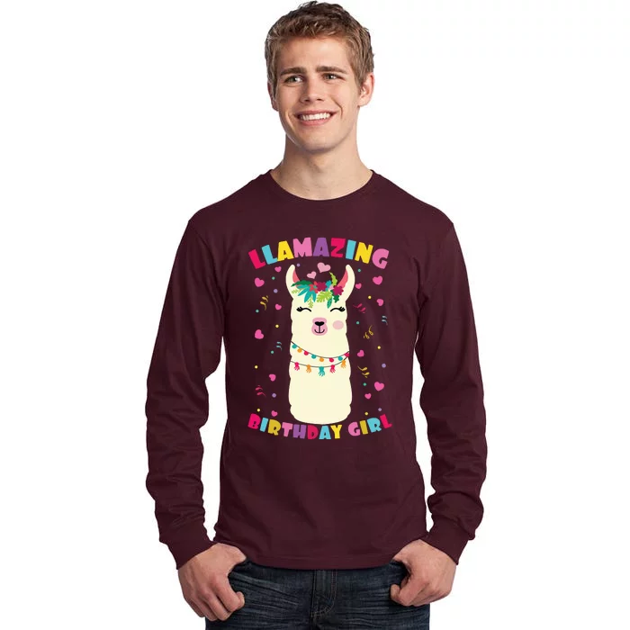 Llamazing Birthday Girl Cute Llama Alpaca Tall Long Sleeve T-Shirt