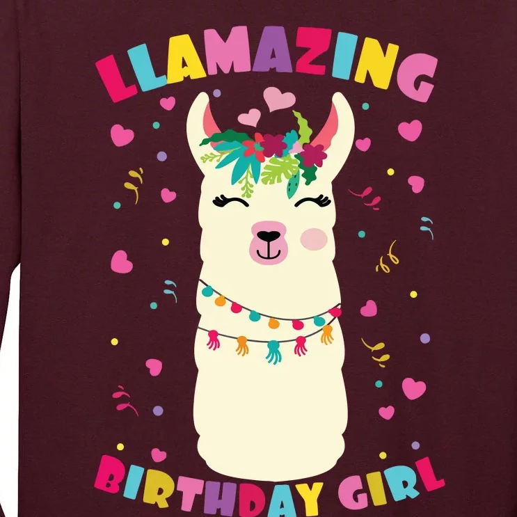 Llamazing Birthday Girl Cute Llama Alpaca Tall Long Sleeve T-Shirt