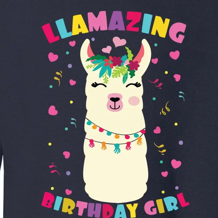 Llamazing Birthday Girl Cute Llama Alpaca Toddler Sweatshirt