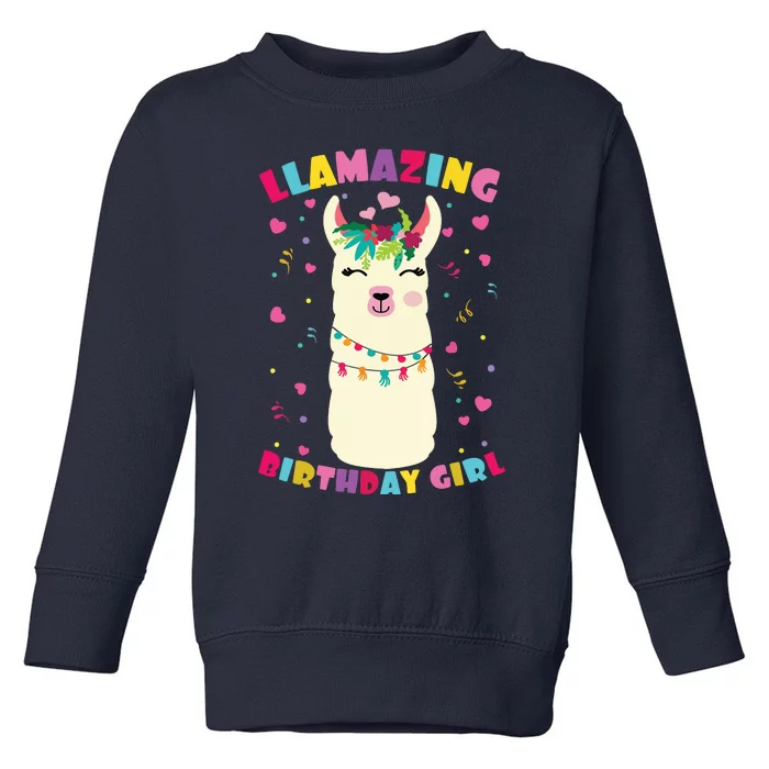 Llamazing Birthday Girl Cute Llama Alpaca Toddler Sweatshirt