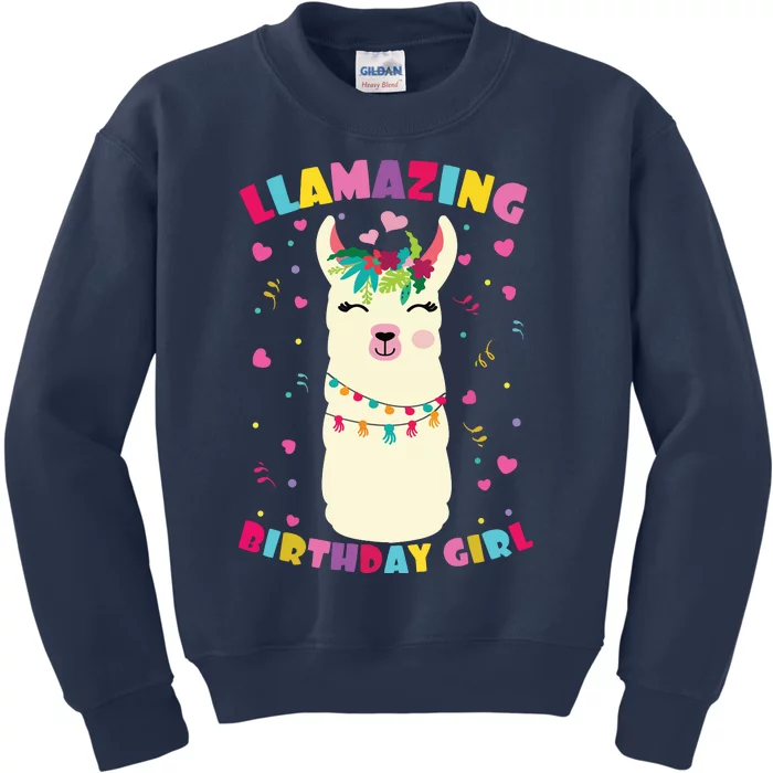 Llamazing Birthday Girl Cute Llama Alpaca Kids Sweatshirt