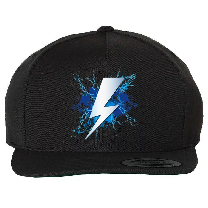 Lighting Bolt Graphic Blue Thunderbolt Design Wool Snapback Cap