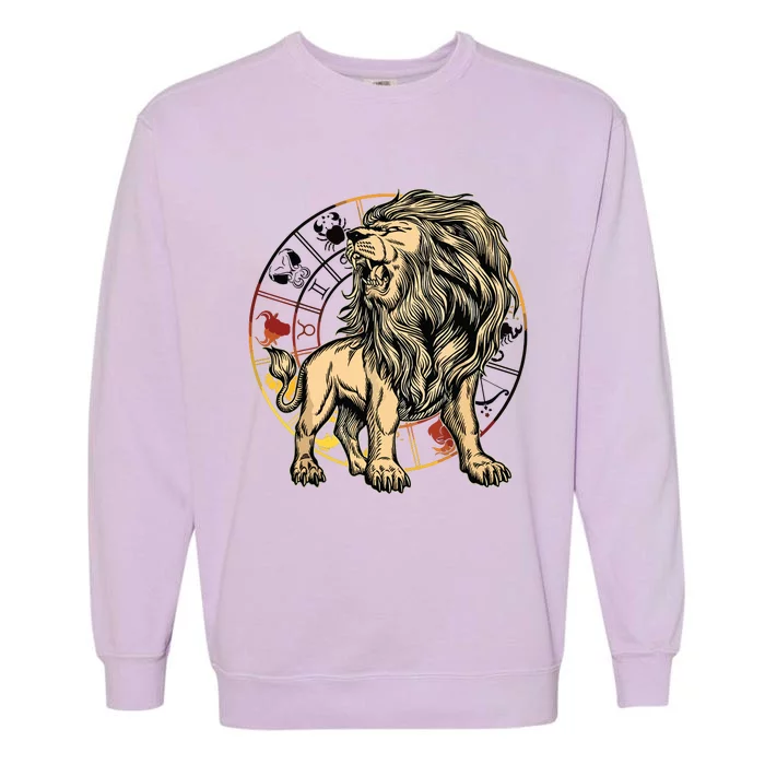 Leo Birthday Gift Born In July August Zodiac Leo Garment-Dyed Sweatshirt