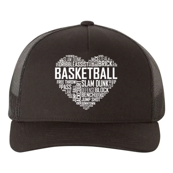 Love Basketball Gift Player Heart Yupoong Adult 5-Panel Trucker Hat