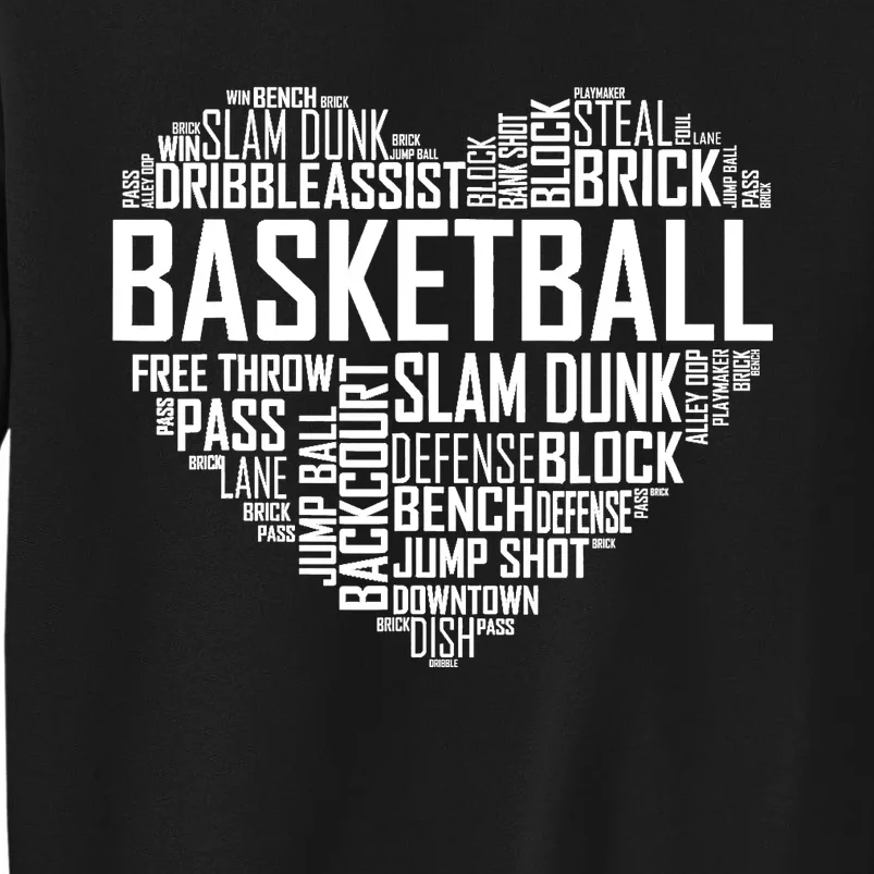 Love Basketball Gift Player Heart Tall Sweatshirt