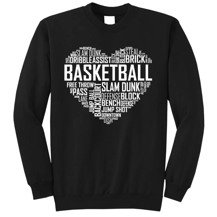 Love Basketball Gift Player Heart Tall Sweatshirt