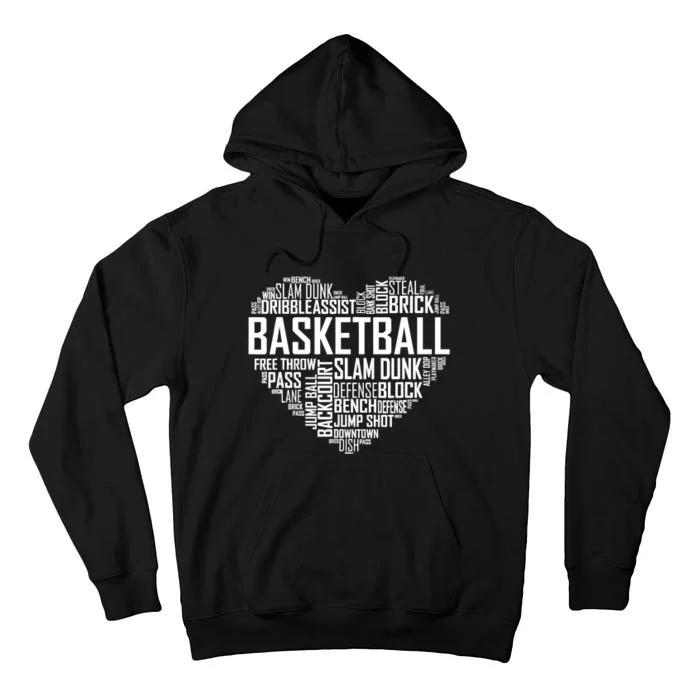 Love Basketball Gift Player Heart Tall Hoodie