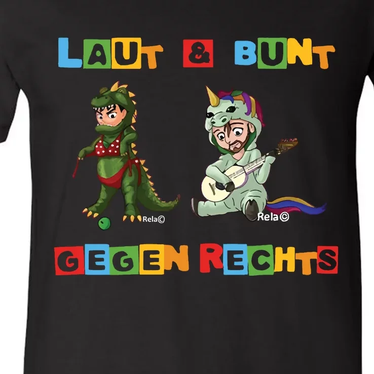 Laut & Bunt Gegen Rechts V-Neck T-Shirt