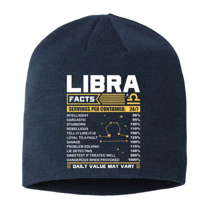 Libra Birthday Gifts Libra Facts Funny 8 1/2in Sustainable Knit Beanie