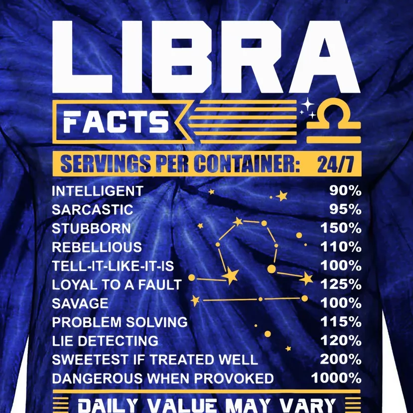 Libra Birthday Gifts Libra Facts Funny Tie-Dye Long Sleeve Shirt