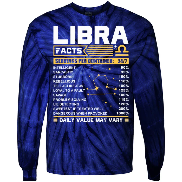 Libra Birthday Gifts Libra Facts Funny Tie-Dye Long Sleeve Shirt