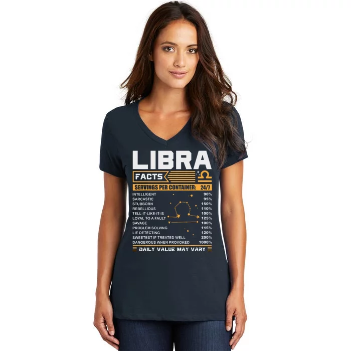 Libra Birthday Gifts Libra Facts Funny Women's V-Neck T-Shirt