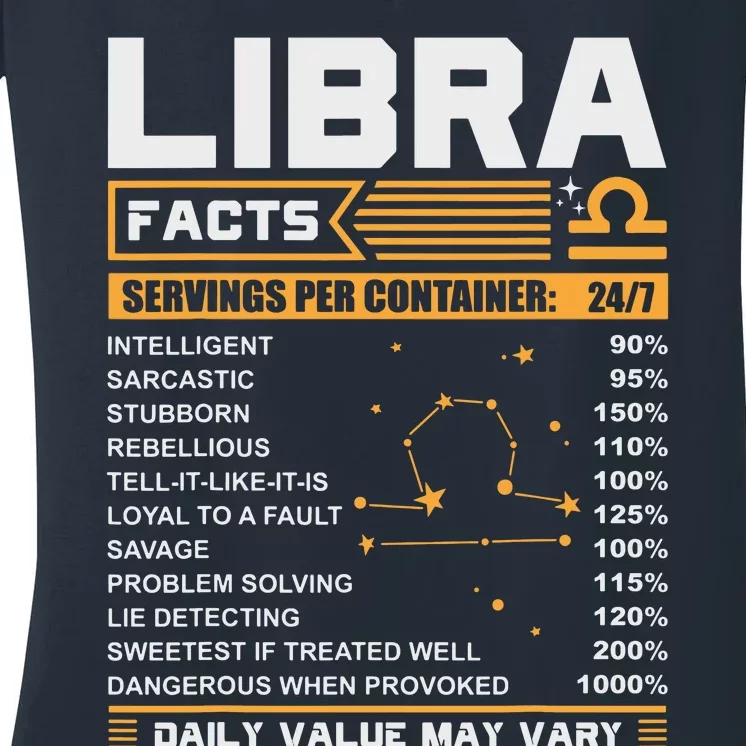 Libra Birthday Gifts Libra Facts Funny Women's V-Neck T-Shirt