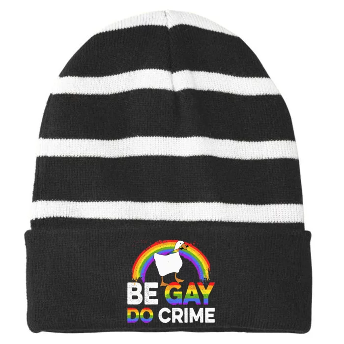 LGBT Be Gay Do Crime Striped Beanie with Solid Band