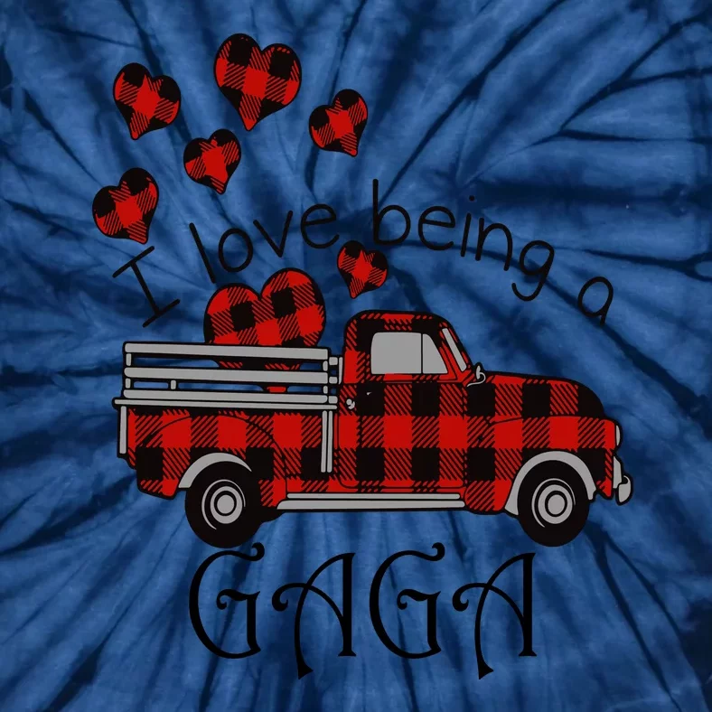 Love Being Gaga Red Plaid Truck Gnome Hearts Valentine's Day Gift, Funny Red Tie-Dye T-Shirt