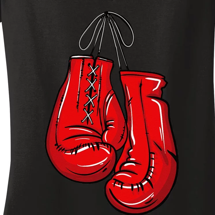 Love Boxing Gloves Illustration Gifts Boxer Gift Women's V-Neck T-Shirt