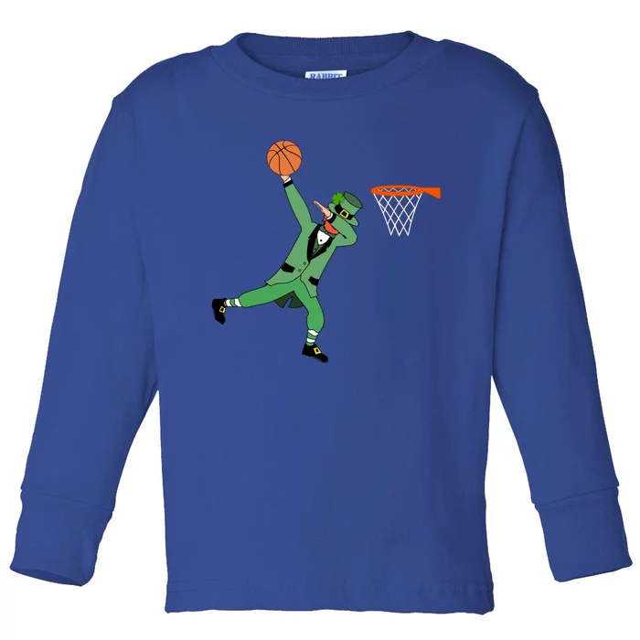 Leprechaun Basketball Gift St Patricks Day Sport Tee Gift Toddler Long Sleeve Shirt