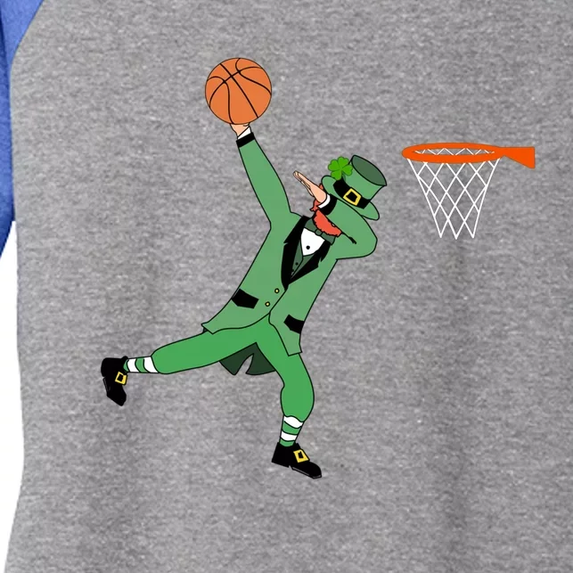 Leprechaun Basketball Gift St Patricks Day Sport Tee Gift Women's Tri-Blend 3/4-Sleeve Raglan Shirt