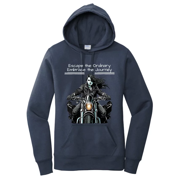 Lady Biker Graphic, Women Motorcycle Journey Motorcyclist Raglan Baseball Women's Pullover Hoodie