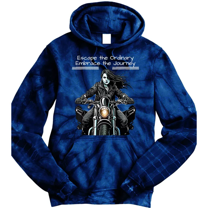 Lady Biker Graphic, Women Motorcycle Journey Motorcyclist Raglan Baseball Tie Dye Hoodie