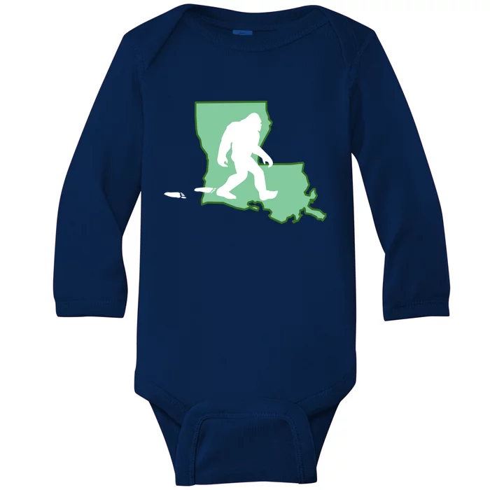 Louisiana Bigfoot Hunter State Gift Baby Long Sleeve Bodysuit