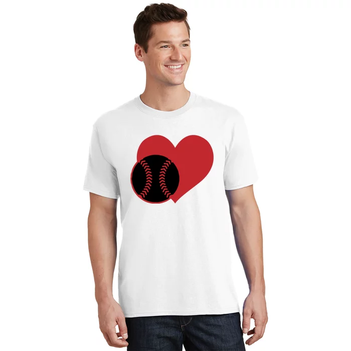 Love Baseball Heart Gift For Fan Baseball Sport Team T-Shirt