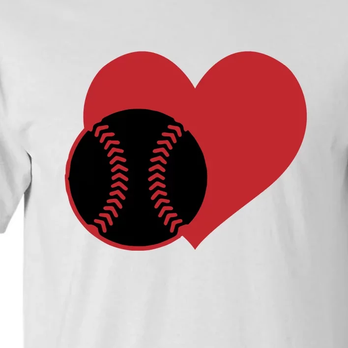 Love Baseball Heart Gift For Fan Baseball Sport Team Tall T-Shirt