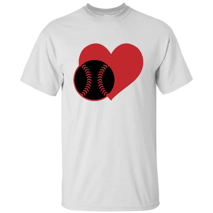 Love Baseball Heart Gift For Fan Baseball Sport Team Tall T-Shirt