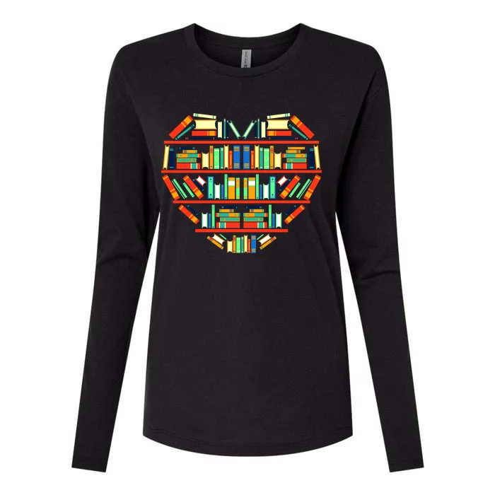 Love Books Heart Womens Cotton Relaxed Long Sleeve T-Shirt