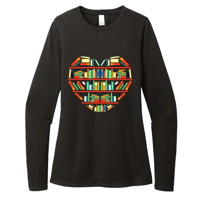 Love Books Heart Womens CVC Long Sleeve Shirt