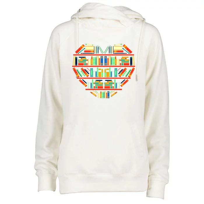 Love Books Heart Womens Funnel Neck Pullover Hood