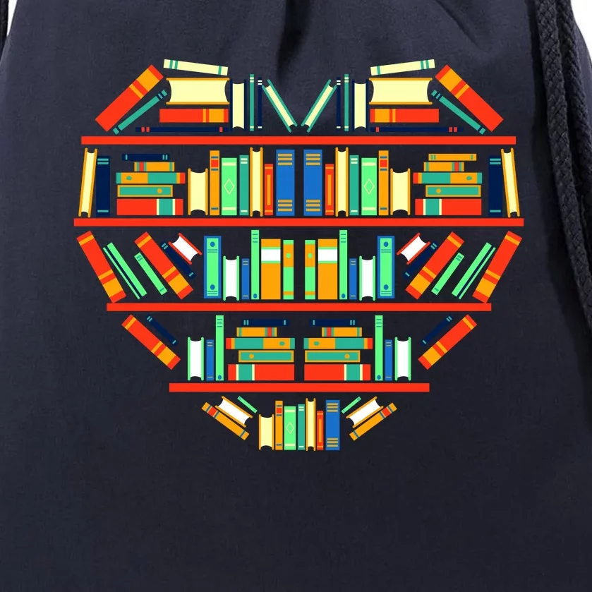 Love Books Heart Drawstring Bag