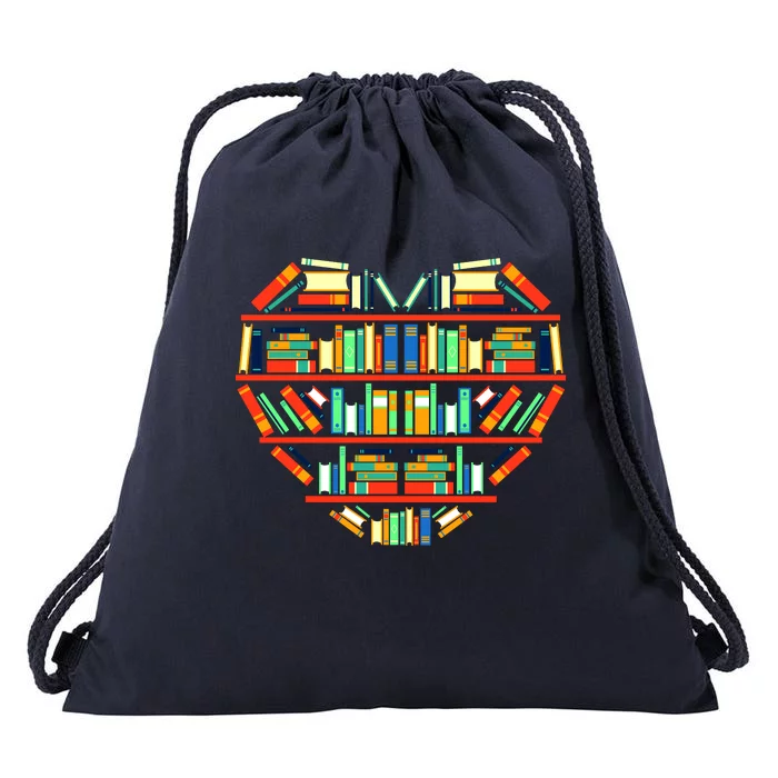 Love Books Heart Drawstring Bag