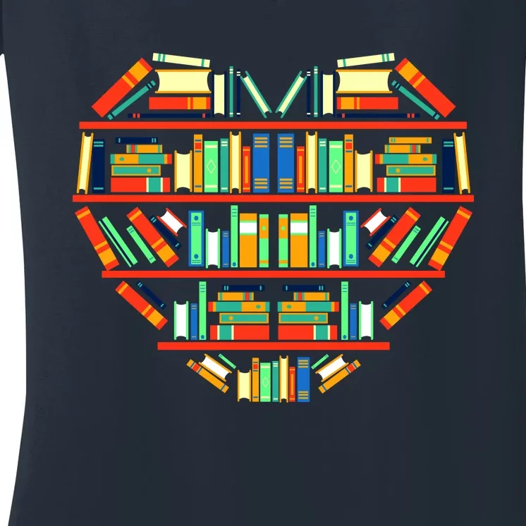 Love Books Heart Women's V-Neck T-Shirt