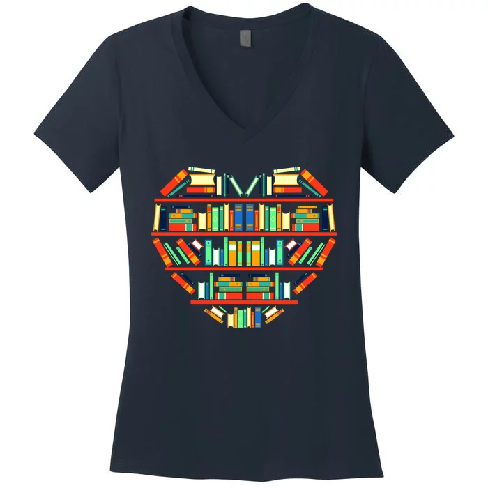 Love Books Heart Women's V-Neck T-Shirt