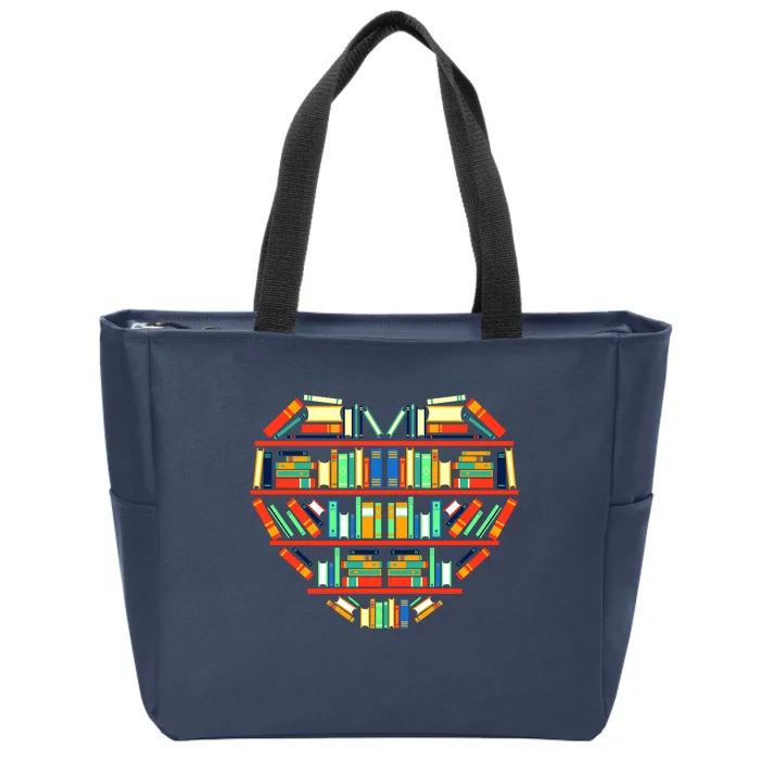 Love Books Heart Zip Tote Bag