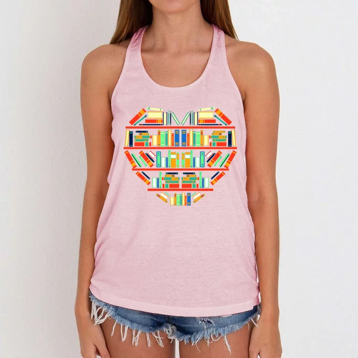 Love Books Heart Women's Knotted Racerback Tank