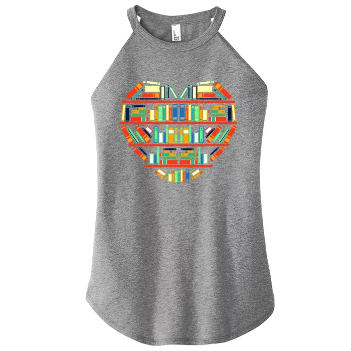 Love Books Heart Women’s Perfect Tri Rocker Tank