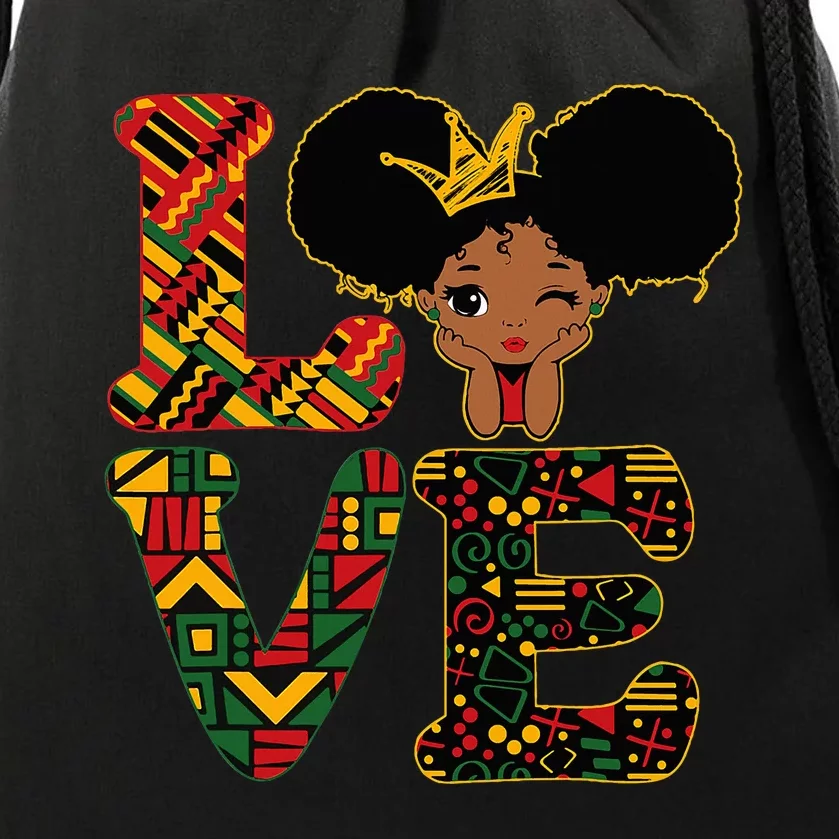 Love Black History Month Strong African Drawstring Bag