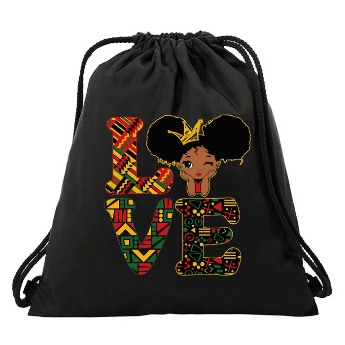 Love Black History Month Strong African Drawstring Bag