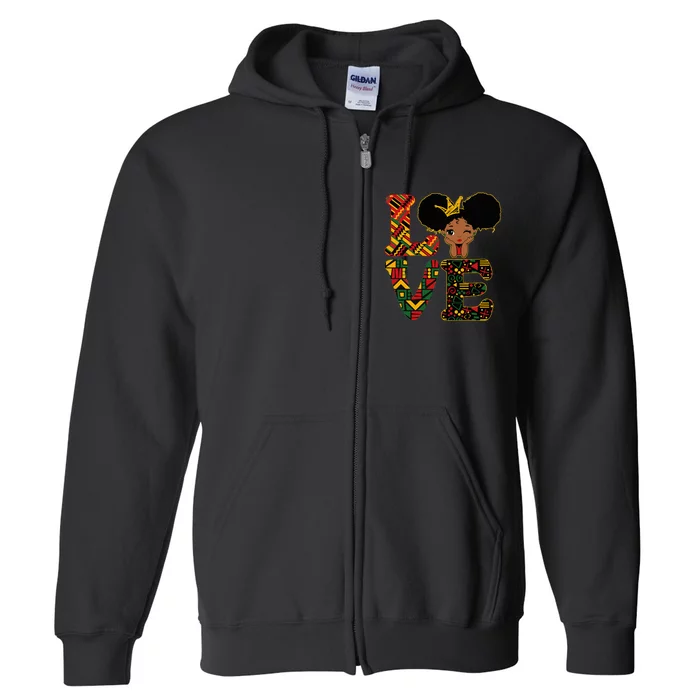 Love Black History Month Strong African Full Zip Hoodie