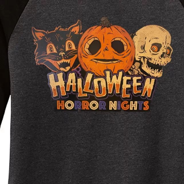 Lil’ Boo Halloween Horror Nights Women's Tri-Blend 3/4-Sleeve Raglan Shirt