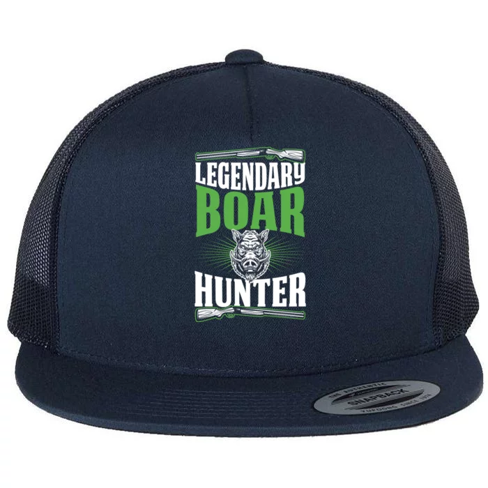 Legendary Boar Hunter Funny Best Hunting Dad Gift Flat Bill Trucker Hat